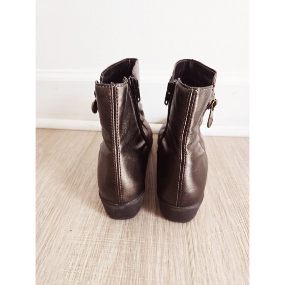 Remonte Brown Leather Side Zip Above Ankle Wedge Scrunch Boots Shoes 37 6 - Picture 8 of 10